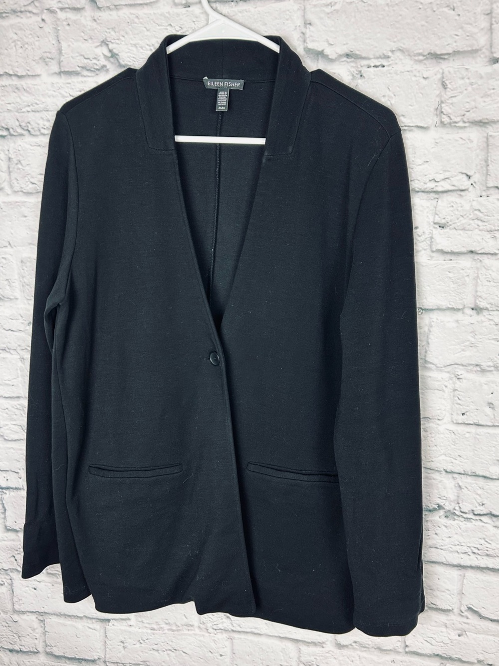 Eileen Fisher Black Tencel Lyocell Stretch Knit Blazer Jacket Women’s M